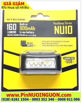 Nitecore NU10 chiếu xa 100m; Đèn pin đội đầu siêu sáng Nitecore NU10 với 160Lumens chiếu xa 100m| Bảo hành 2 năm